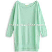 15 ASW1056 cuello redondo suelto nuevo diseño de algodón lino suéter mujeres